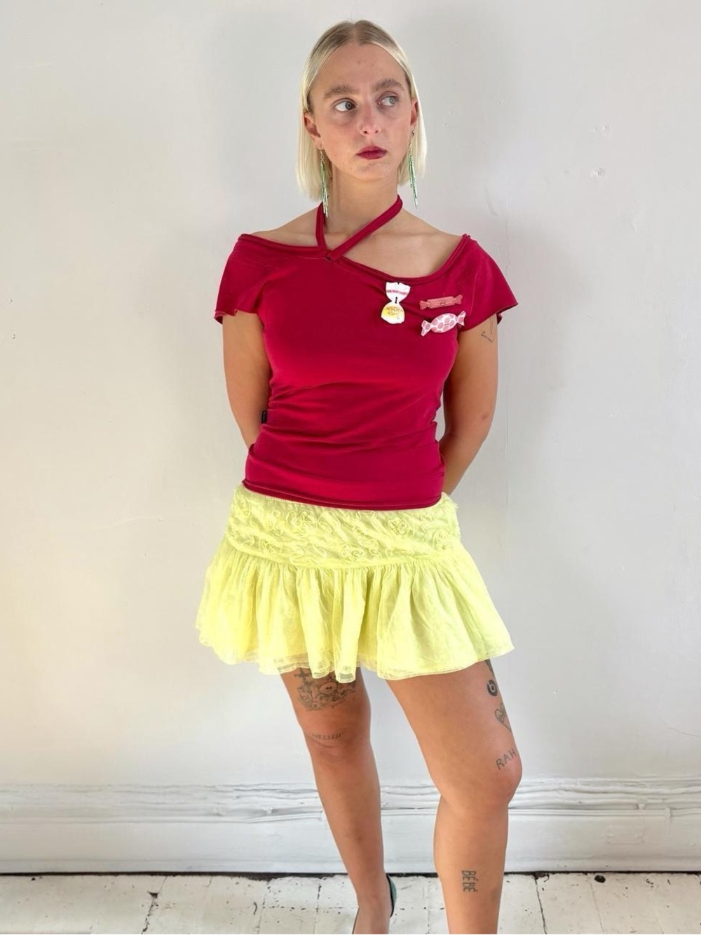 1990s Moschino “Never Accept Sweets from Strangers” Off the Shoulders Candy Top - Picture 6 of 8